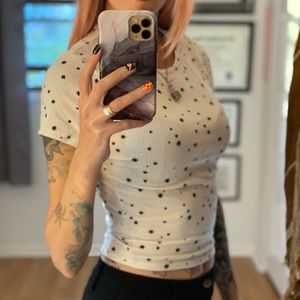 🤍 white starry crop tee🤍